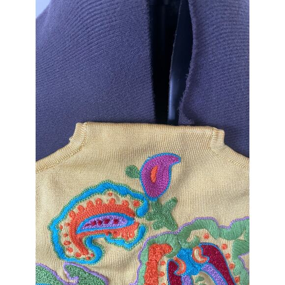 Ralph Lauren Black Label Yellow Silk Blend Paisley Halter Top • Size L - Picture 5 of 8